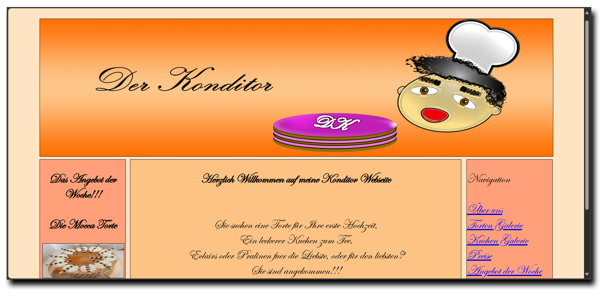 Webseiten Beispiel Konditor